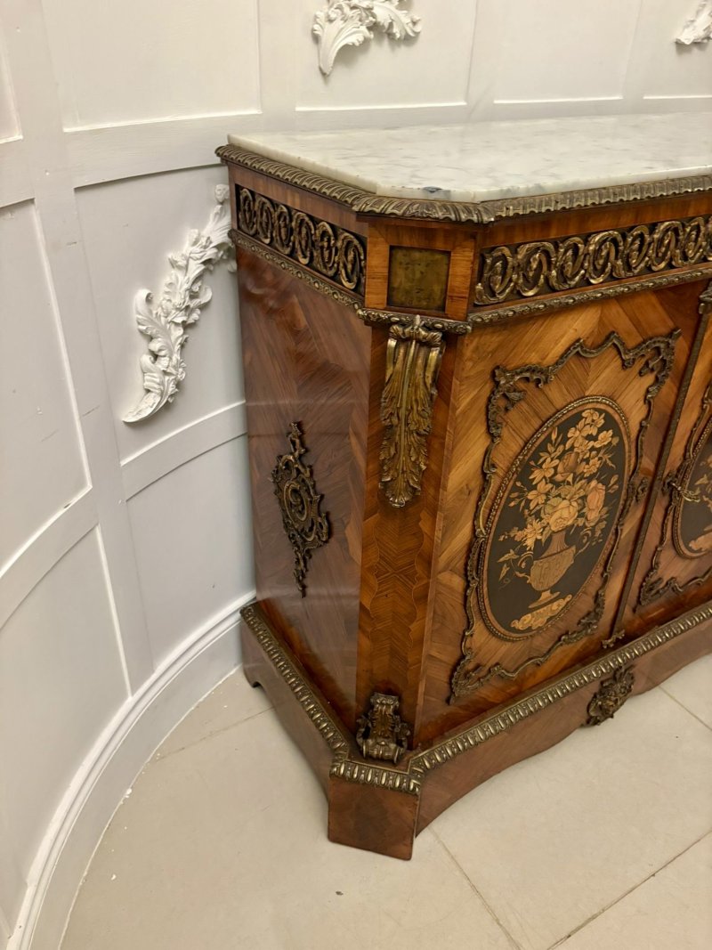 Exceptional Quality Antique French Louis XVI Style Marble-Top Side Cabinet